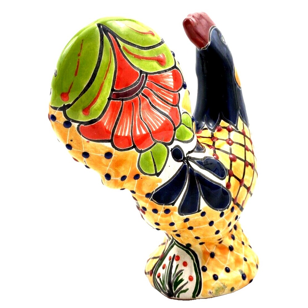 Talavera Rooster Multicolor Mexican Terra Cotta Pottery  9" Tall - Picture 5 of 16